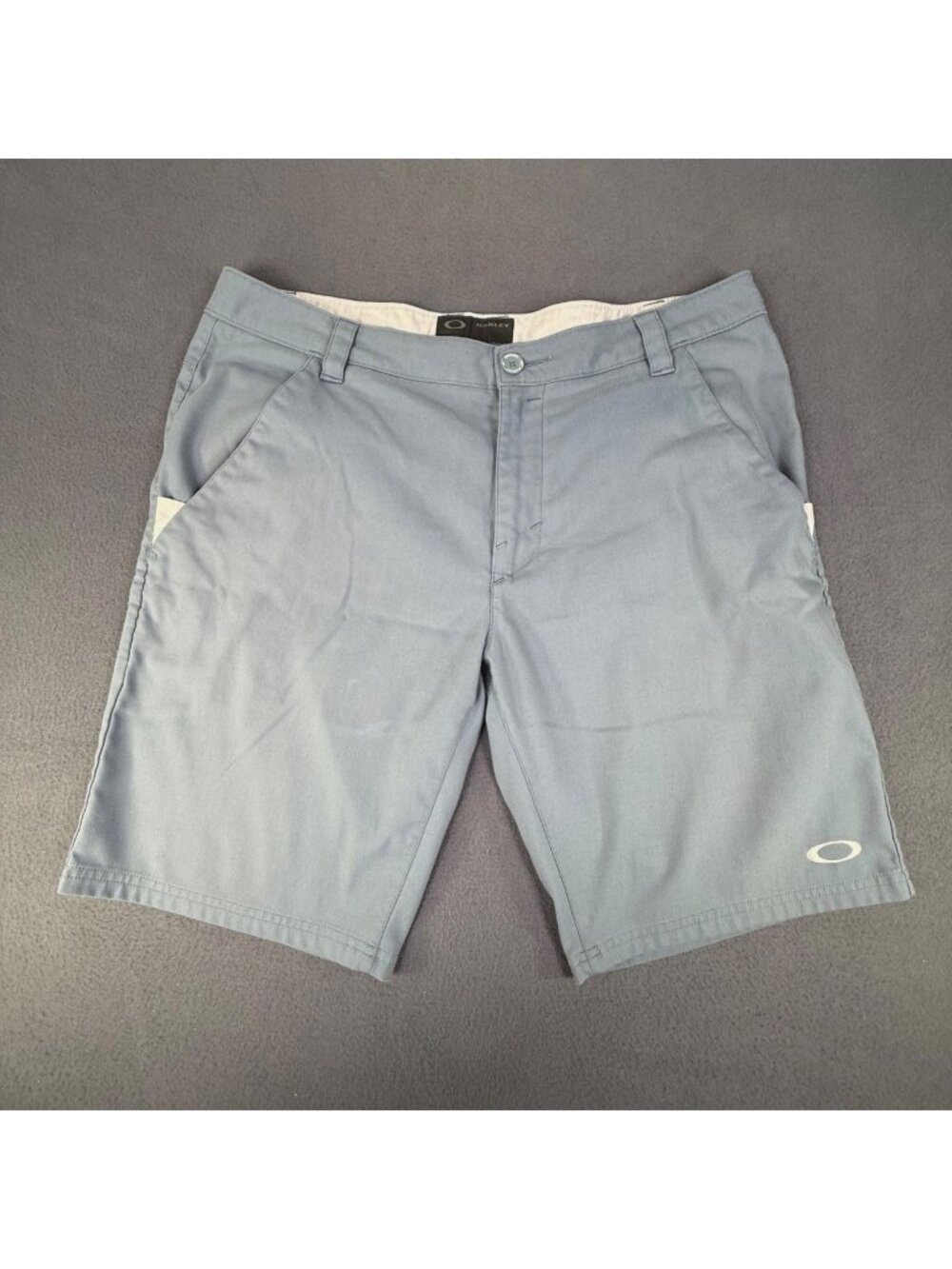 VTG Oakley Y2K Men's Embroidered O Light Blue Casual Cotton Chino Shorts Sz 38